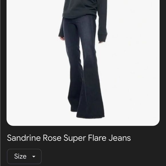 Sandrine Rose NEW sz 26 super flare black jeans mid-high rise $178 retail bell - Picture 10 of 16